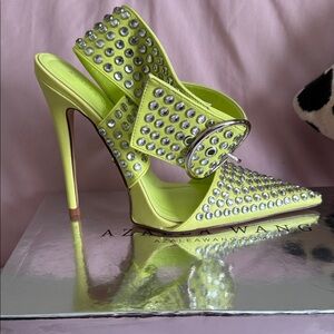 Azalea Wang Neon Green Studded Women's Heels